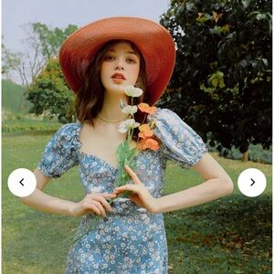 Petite Studio Blue Puff Sleeve Sundress xxs